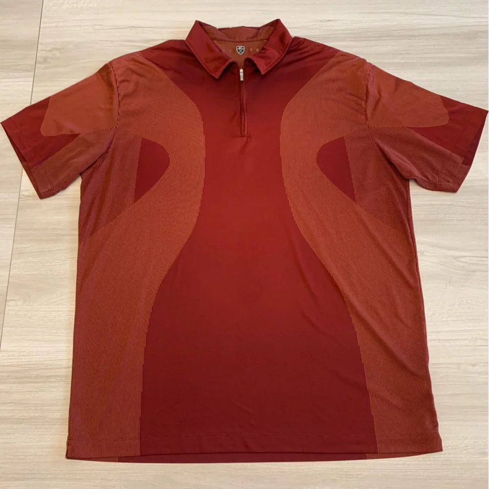 Nike Golf Men's Polo 1/4 Zip Short‎ Sleeve XL Body Mapping Colorblock Burgundy
